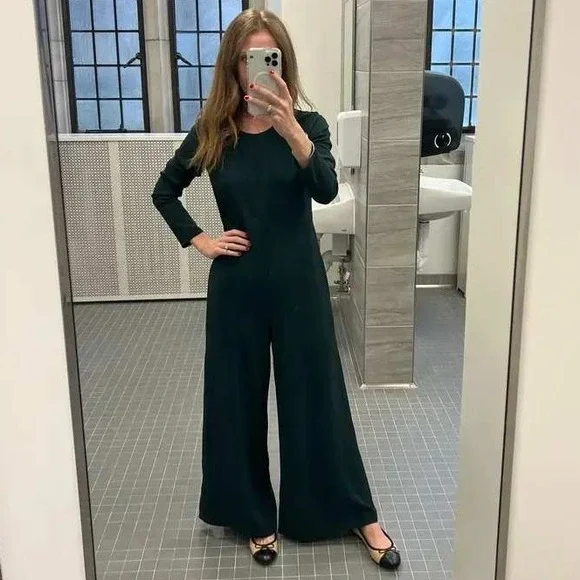 Adam‎ Lippes Green Jumpsuit Long Sleeve Wide Leg Crepe Career Casual Sz 6 - Picture 4 of 16